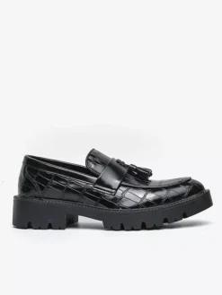 Mocassins pour hommes à bout rond motif pierre ornés de pompons