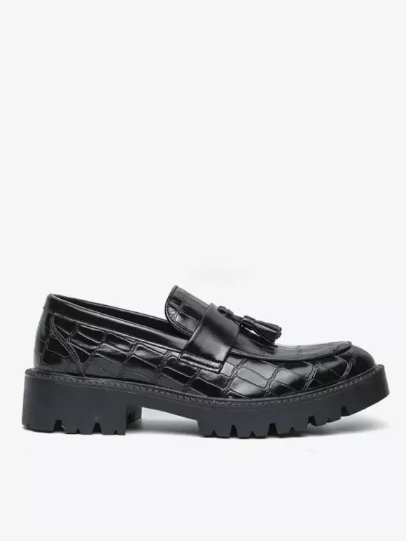 Mocassins pour hommes à bout rond motif pierre ornés de pompons