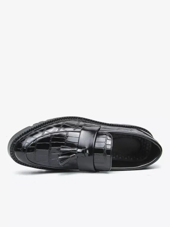 Mocassins pour hommes à bout rond motif pierre ornés de pompons