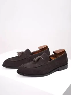Mocassins pour hommes bout rond en daim chaussures plates décontractées