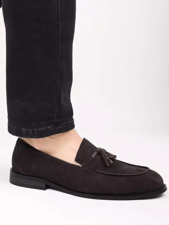 Mocassins pour hommes bout rond en daim chaussures plates décontractées
