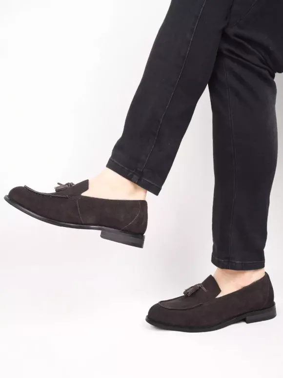 Mocassins pour hommes bout rond en daim chaussures plates décontractées