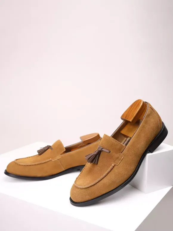 Mocassins pour hommes bout rond en daim chaussures plates décontractées