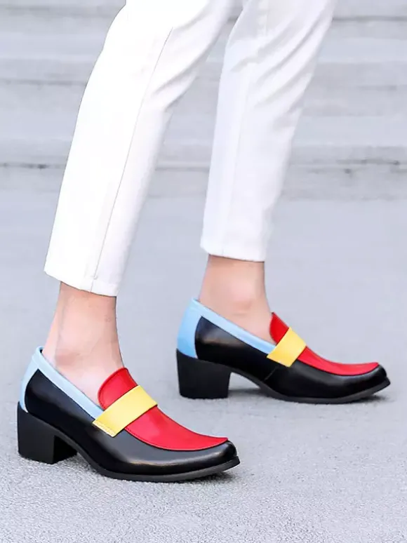 Mocassins pour hommes à bout rond patchwork chaussures habillées décontractées