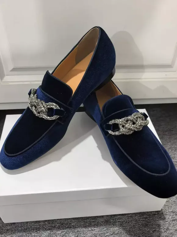 Mocassins pour hommes chaussures de bal de soirée de mariage à la mode tige en micro-daim avec chaînes chaussures à enfiler