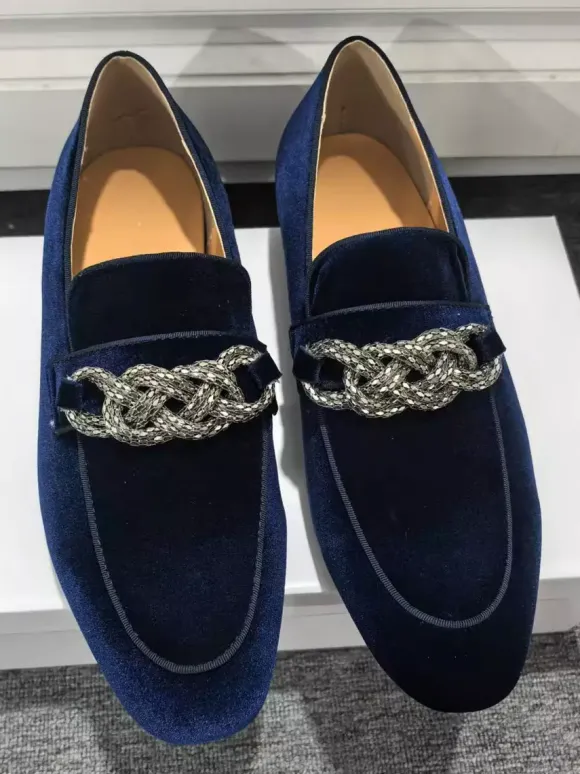 Mocassins pour hommes chaussures de bal de soirée de mariage à la mode tige en micro-daim avec chaînes chaussures à enfiler