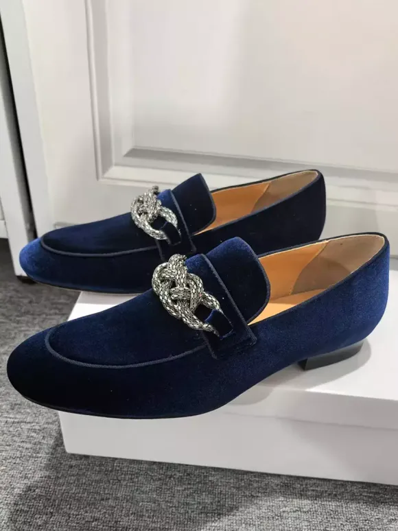 Mocassins pour hommes chaussures de bal de soirée de mariage à la mode tige en micro-daim avec chaînes chaussures à enfiler