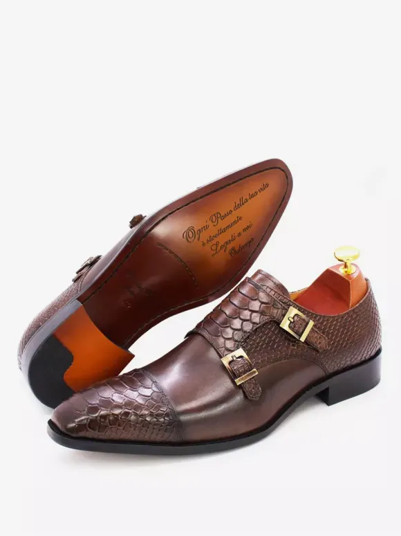 Mocassins pour hommes chaussures habillées en cuir véritable à enfiler à double boucle