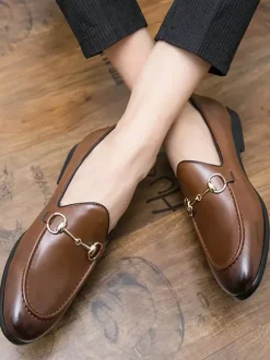 Mocassins pour hommes chaussures décontractées respirantes à bout pointu en cuir