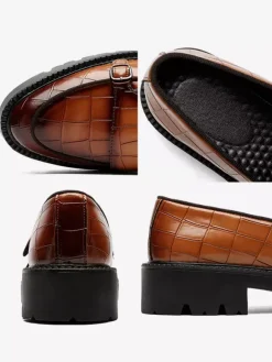 Mocassins pour hommes à double boucle à enfiler à plateforme antidérapante chaussures épaisses