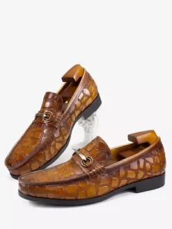 Mocassins pour hommes en cuir à motif crocodile chaussures décontractées et d'affaires