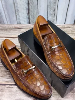 Mocassins pour hommes en cuir à motif crocodile chaussures décontractées et d'affaires