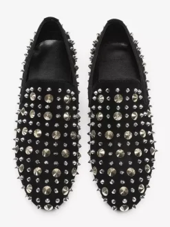Mocassins à rivets pour hommes chaussures en cuir à enfiler à pointes pour bal de promo mariage