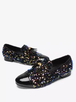 Mocassins à rivets pour hommes chaussures en cuir à paillettes chaussures de bal de fin d'année à paillettes chaussures de mariage