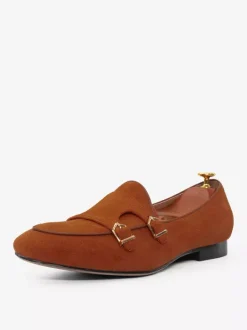 Mocassins à sangle de moine en daim kaki pour hommes chaussures de bal de promo de mariage