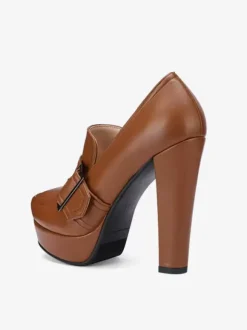Mocassins à talons hauts pour femmes escarpins à enfiler avec boucle à plateforme et talon épais