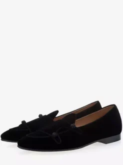 Mocassins velours noir pour hommes Chaussures de Mariage Soirée bout rond