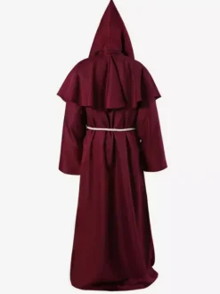 Moine Costume Déguisements Halloween Robe Unisexe Femme Homme À Capuche Du Moyen Âge Cosplay Bal Masqué Bourgogne