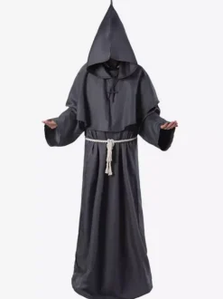 Moine Costume Déguisements Halloween Robe Unisexe Femme Homme À Capuche Du Moyen Âge Cosplay Bal Masqué Bourgogne