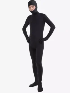 Morph Suit Black Spandex Zentai Suit Déguisements Halloween Open Face Zentai Bodysuit
