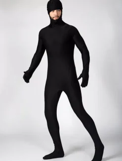 Morph Suit Black Spandex Zentai Suit Déguisements Halloween Open Face Zentai Bodysuit