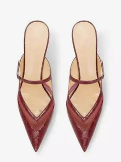Mules à talons hauts à motif pierre chaussures à enfiler à talon aiguille
