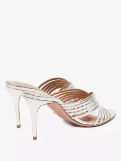 Mules à talons hauts bout ouvert lanières talon aiguille chaussures de fête