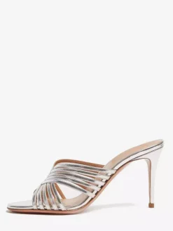 Mules à talons hauts bout ouvert lanières talon aiguille chaussures de fête