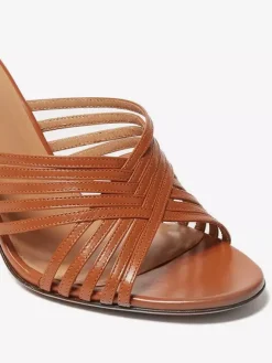 Mules à talons hauts bout ouvert lanières talon aiguille chaussures de fête