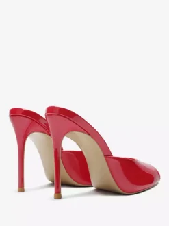 Mules rouges à talons hauts sandales à bout ouvert et talons aiguilles pantoufles