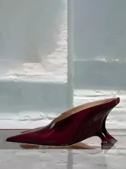 Mules noires à bout pointu pour femmes escarpins à enfiler avec talon
