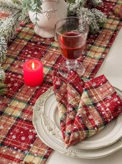 Nappe Costumes de vacances de Noël à carreaux de polyester en fibre de polyester de Noël rouge