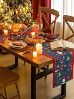 Nappe Costumes De Vacances Carreaux Polyester De Noël Rouge