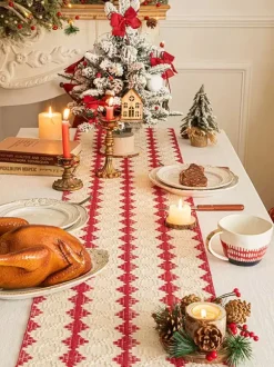 Nappe Costumes De Vacances Carreaux Polyester De Noël Rouge