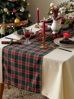 Nappe Costumes De Vacances Carreaux Polyester De Noël Vert