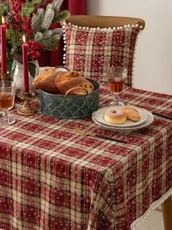 Nappe Costumes de vacances de Noël à carreaux polyester de Noël rouge