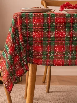 Nappe Costumes de vacances de Noël à carreaux de polyester en fibre de polyester de Noël vert foncé