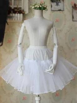 Noir Blanche A-ligne Organza Jupon Lolita unicolore doux Déguisements Halloween