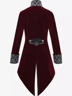 Noir Vintage Top Vintage Boutons Manches Longues Polyester Polyester Pardessus Rétro Costumes Pour Homme Bourgogne