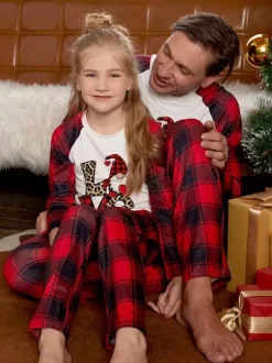 Noël Famille Pyjama Enfant Adulte Motif de Noël Top Pantalon 2 Pièces Cadeau Noël