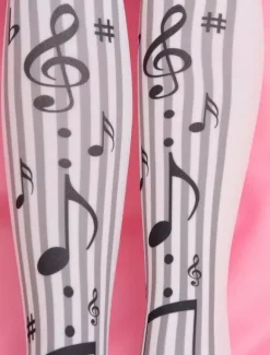 Note de musique noir chaussettes Sweet Lolita imprimé Jersey Lolita Déguisements Halloween