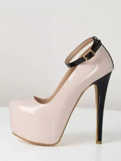 Nude Sexy Chaussures Femmes Plateforme Amande Cheville Strap Pompes Talons Hauts