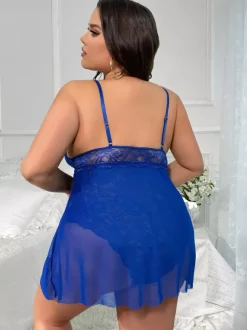 Nuisette en dentelle grande taille ensemble de pyjama deux pièces en dentelle