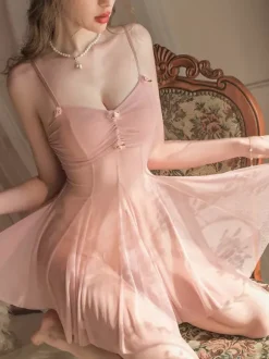 Nuisette en tulle rose foncé nuisette gainante robe de nuit