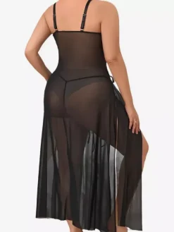 Nuisette sexy en maille fendue sur le devant pour femme grande taille
