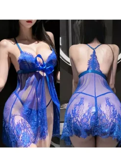 Nuisette Babydoll en dentelle rouge transparente robe gainante lingerie nuisette