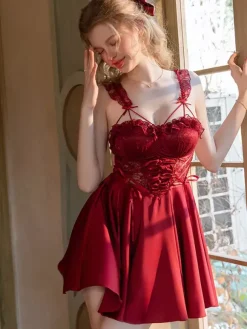 Nuisette de mariée en dentelle blanche dos nu en satin et satin lingerie femme