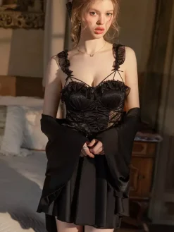 Nuisette de mariée en dentelle blanche dos nu en satin et satin lingerie femme