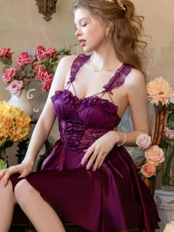 Nuisette de mariée en dentelle blanche dos nu en satin et satin lingerie femme