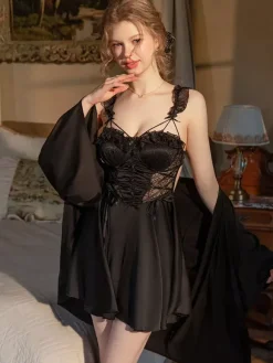 Nuisette de mariée en dentelle blanche dos nu en satin et satin lingerie femme